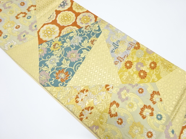 JAPANESE KIMONO / VINTAGE FUKURO OBI / SILK / WOVEN FLOWER ARABESQUE